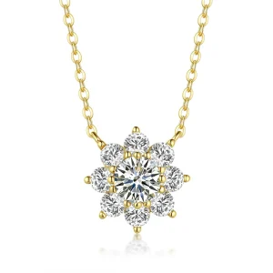 Luxury 100% Real 18k Gold Women's Snow Diamond Pendant Moissanite Necklace