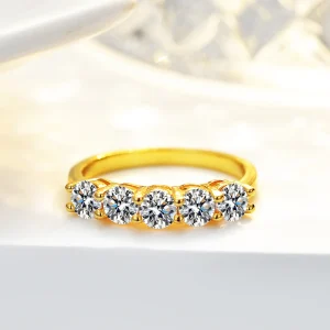 Luxury 100% Real 18k Gold Women's Moissanite Ring five Star Row Ring Women's Diamond Ring