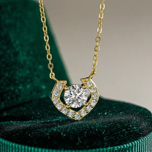 Luxury 100% Real 18k Gold Women's irregular geometric 1 karat diamond pendant moissanite necklace