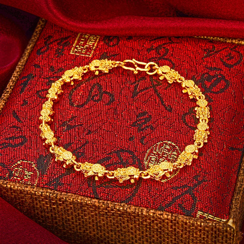 Luxury 24K 9999 Pure Gold real gold Men's Brave Bracelet Women's Brave Bracelet