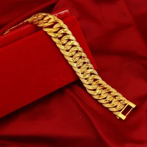 Luxury 24K 9999 Pure Gold real gold Wide Frosted Twisted Round Buckle Bracelet Men's and Women's Watch Chain