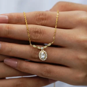 Luxury 100% Real 18k Gold Women's 1 karat Diamond Pendant Necklace Women's Moissanite Clavicle Chain