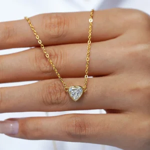 Luxury 100% Real 18k Gold Women's Diamond Pendant 1 karat Moissanite Necklace All-match Clavicle Chain