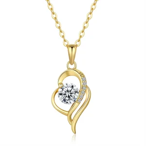 Luxury 100% Real 18k Gold Women's Lockbone Chain Diamond Pendant Moissanite Necklace