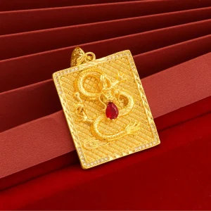 Luxury 24K 9999 Pure Gold real gold Ruby Fortune Dragon Brand Xiangyun Wushi Brand Men's Pendant