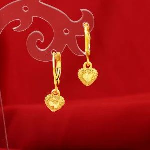 Luxury 24K 9999 Pure Gold real gold Women's Love Ear Drop Trendy Earrings